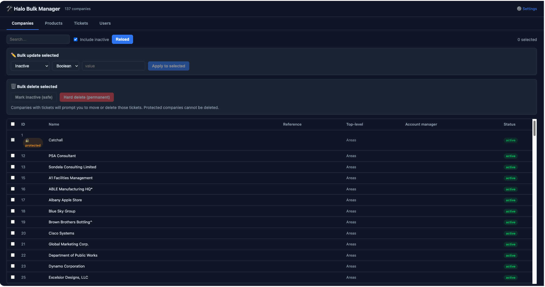 Halo Bulk Updater for Companies screenshot